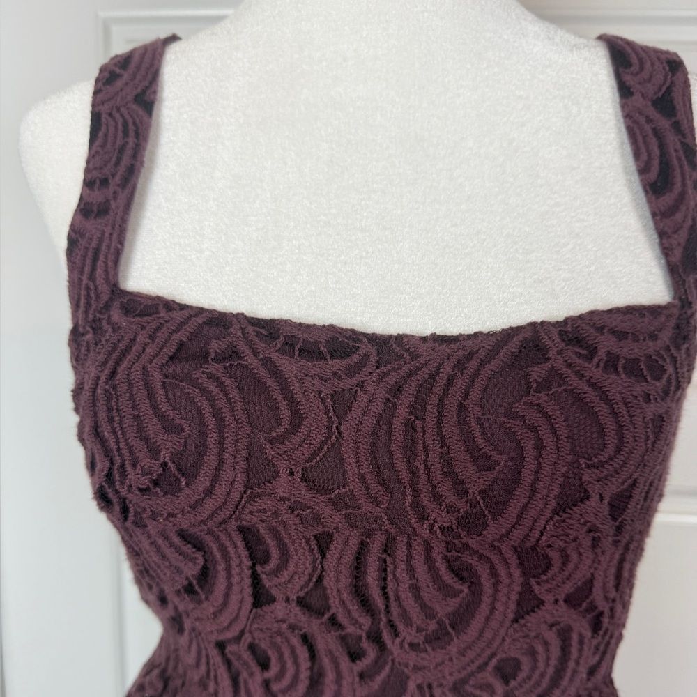 Free People babydoll lace side cutout dress in Aubergine size 0 NWT - Picture 3 of 11